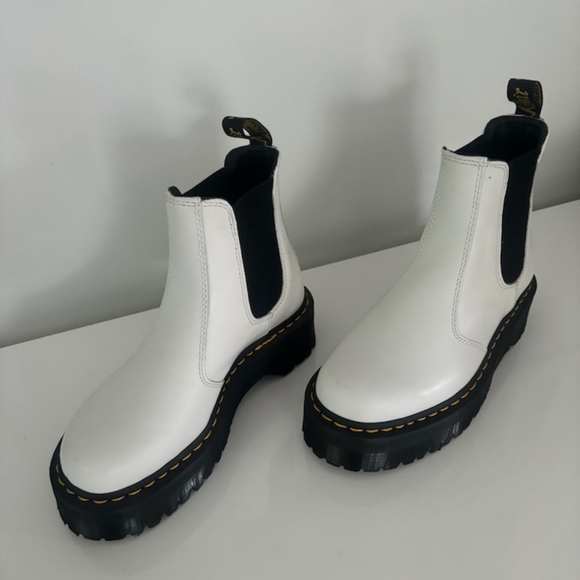 Dr. Martens, Size 7, patent white with black chunky sole. - Picture 3 of 4